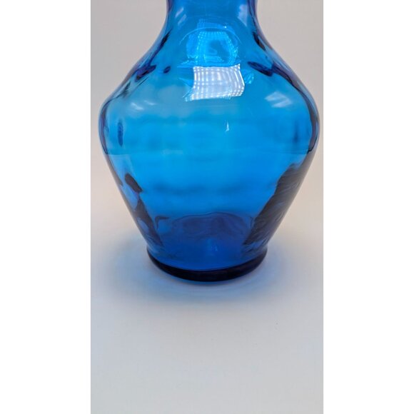 Blenko Handcrafted Cobalt Blue Glass Vase Curved Design Vintage - Picture 4 of 6